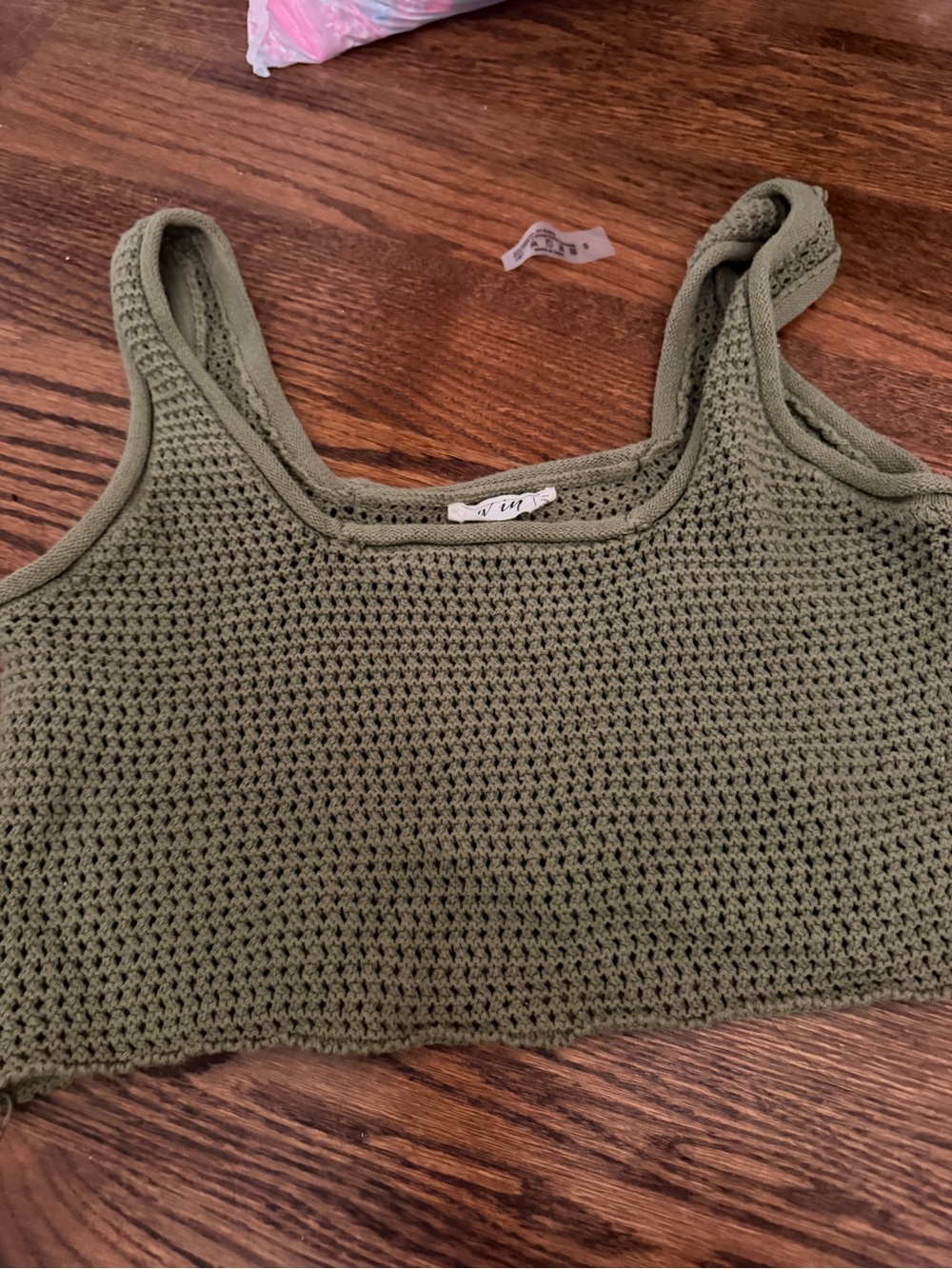 Target Olive Crochet Crop Tank Top